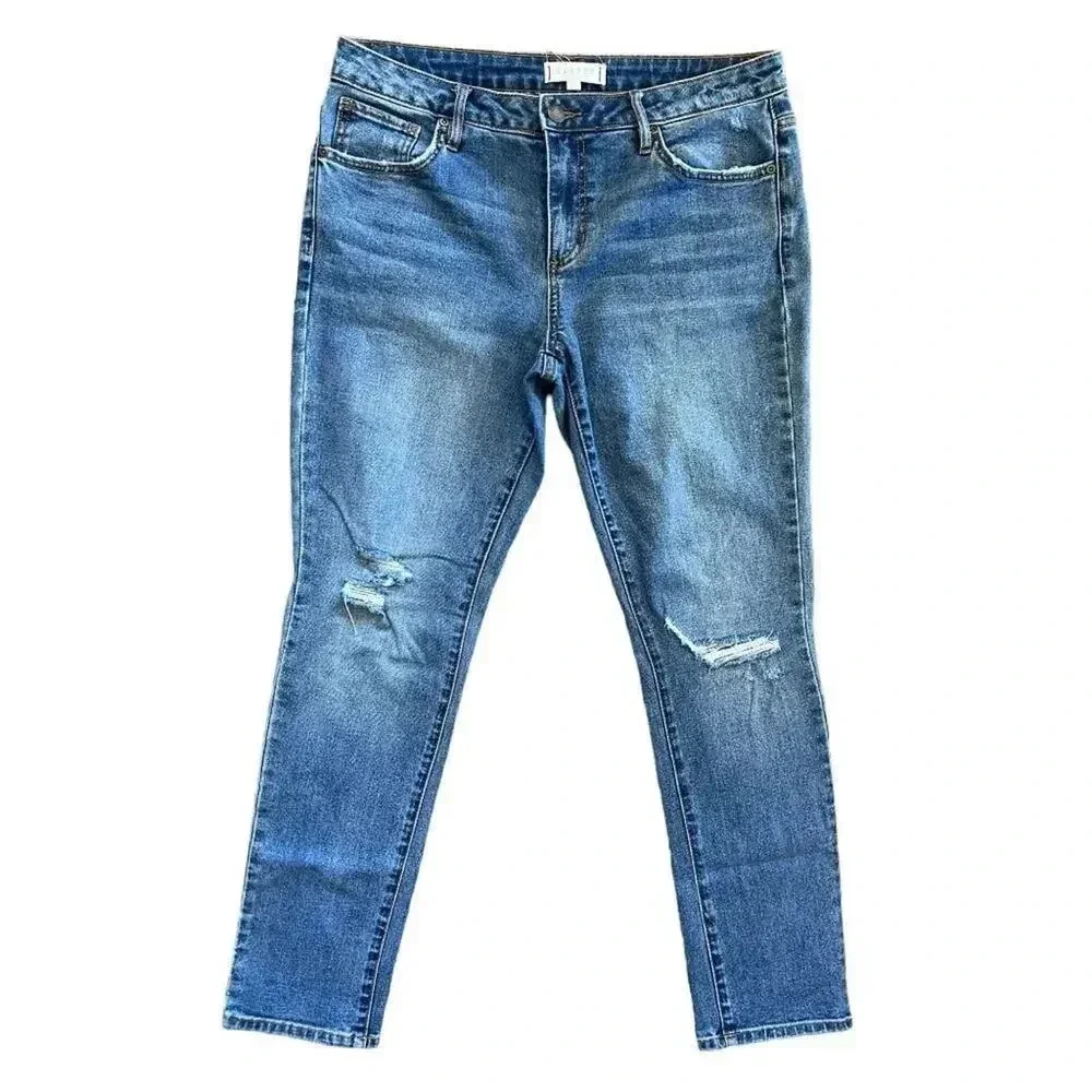 Harper Heritage mid rise girlfriend jeans distressed crop ankle stretch size 28 - Picture 2 of 9